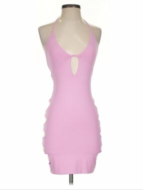 White Fox Boutique Light Pink Halter Cutout Mini Dress